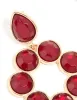 Gold Red Round Stone Drop Earrings sold by lovisa