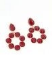 Gold Red Round Stone Drop Earrings sold by lovisa