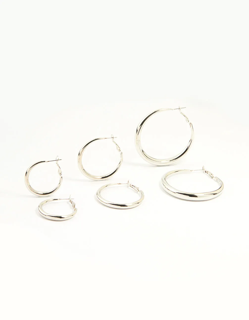 Silver Smooth Hoop Earrings 3-Pack sold by lovisa