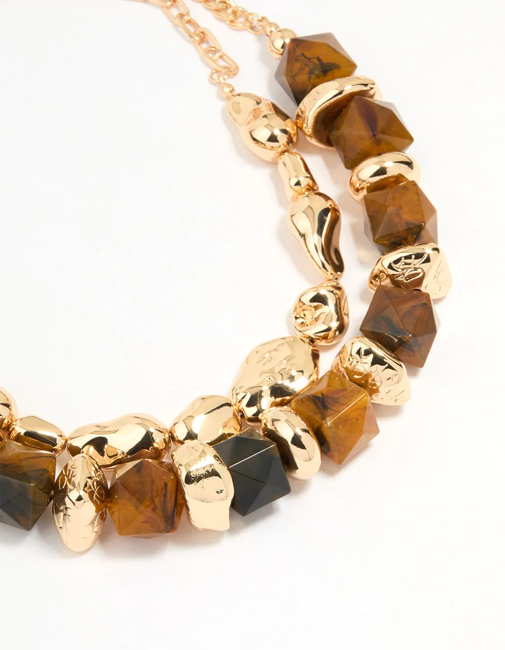 Gold Stone Hexagon & Organic Layered Necklace sold by lovisa