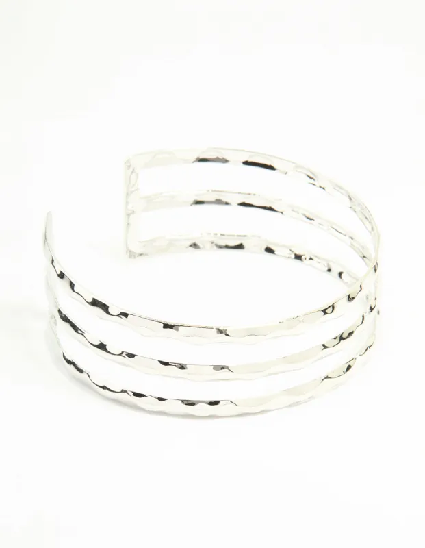Silver Hammered Layered Arm Cuff sold by lovisa