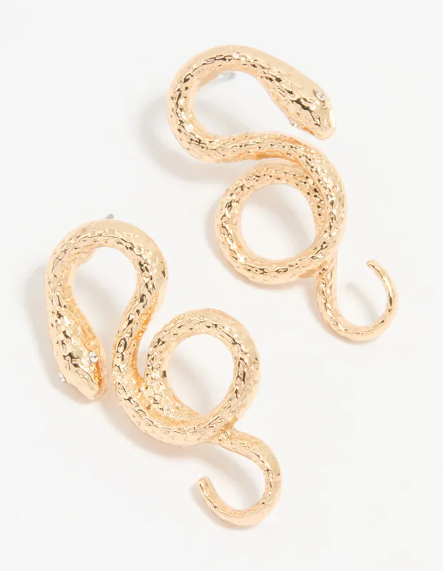 Gold Swirling Snake Stud Earrings sold by lovisa