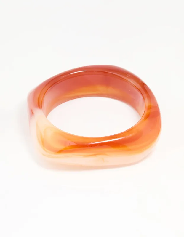 Orange Acrylic Square & Oval Bangle sold by lovisa