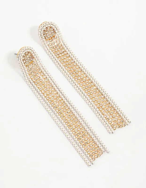 Gold Diamante Cupchain Drop Earrings sold by lovisa