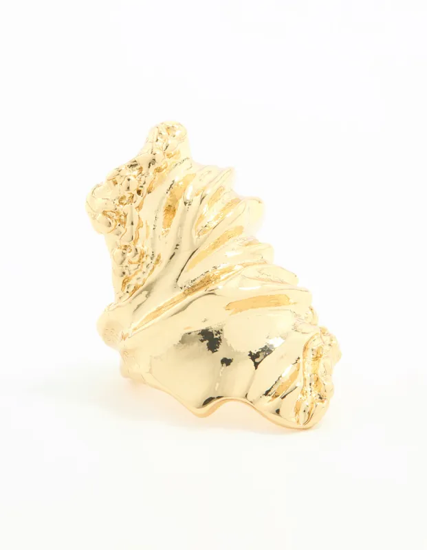 Gold Plated Molten Rock Ring sold by lovisa
