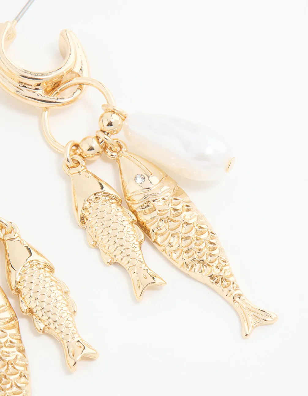 Gold Pearl Fish Charm Hoop Earrings sold by lovisa product image thumbnail 3