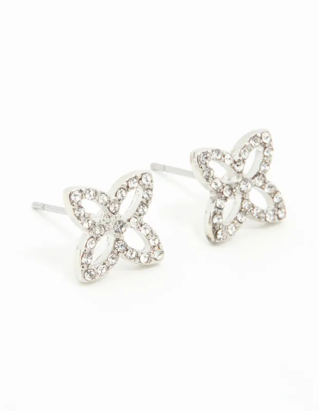 Surgical Steel Diamante Flower Stud Earrings sold by lovisa