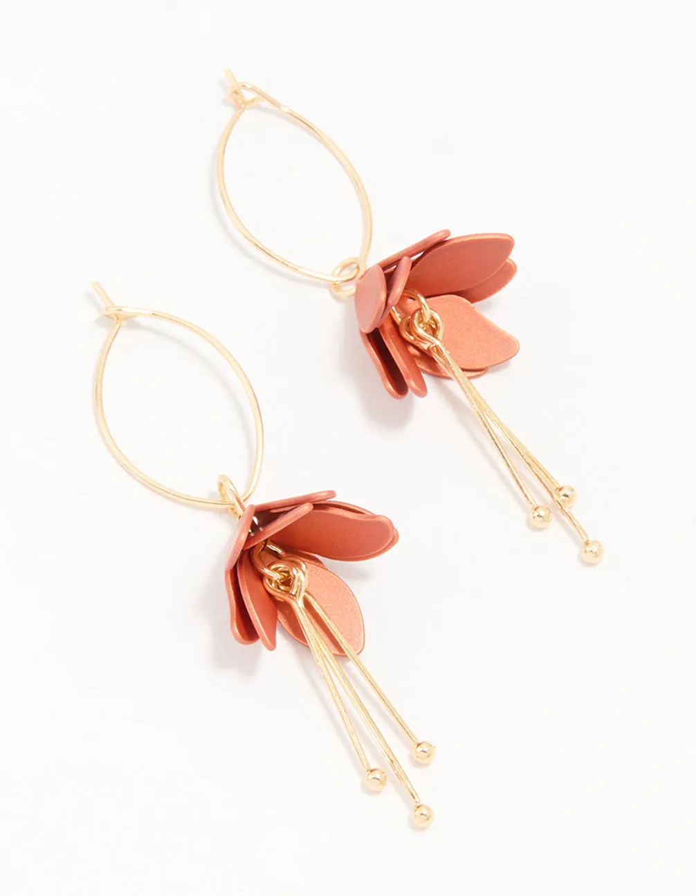 Gold Red Mini Flower Drop Earrings sold by lovisa