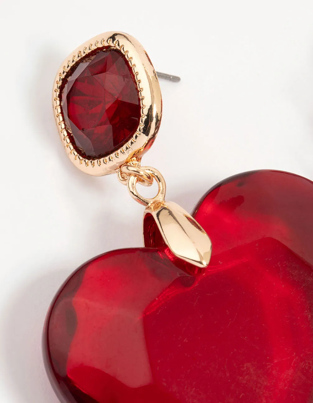Gold Red Acrylic Heart Drop Earrings sold by lovisa product image thumbnail 4