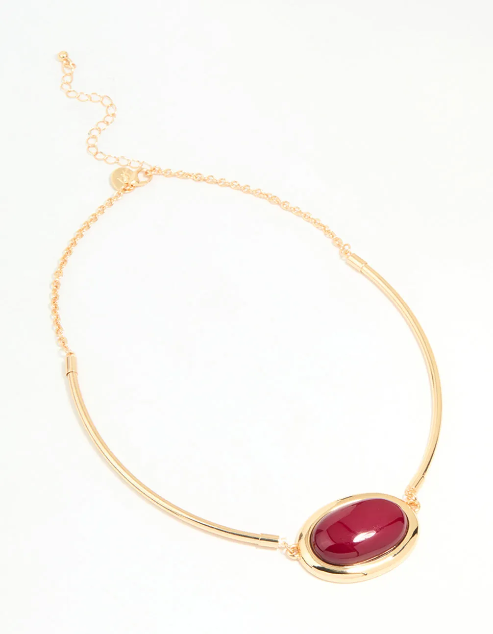 Gold Red Large Stone & Tube Necklace sold by lovisa product image thumbnail 2