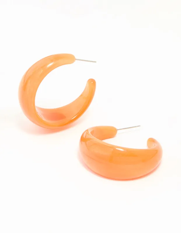 Orange Acrylic Chunky Medium Hoop Earrings sold by lovisa