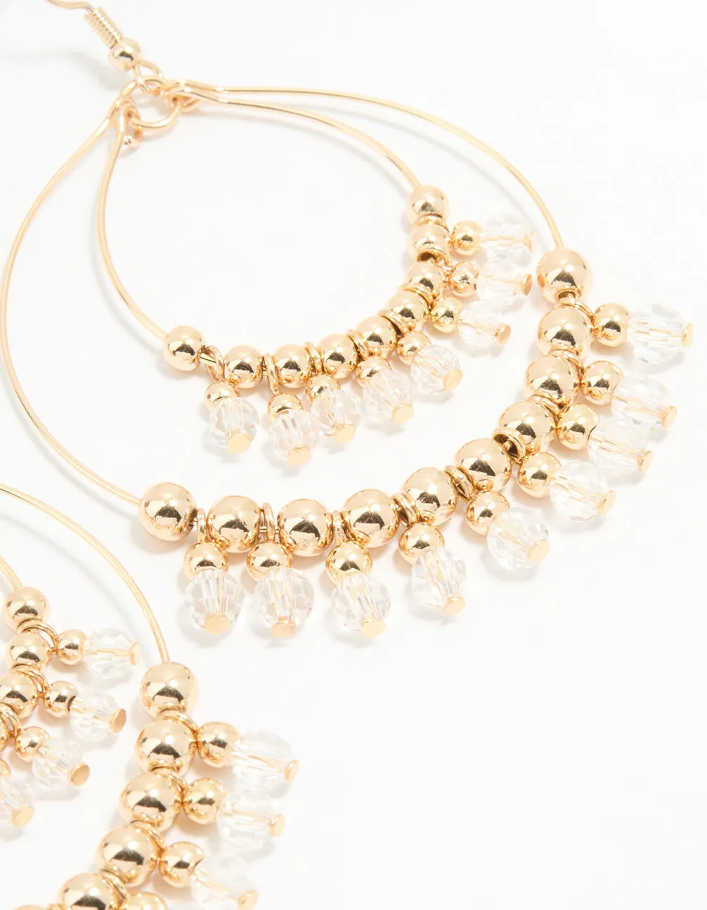Gold Beaded Diamante Boho Hoop Earrings sold by lovisa product image thumbnail 3