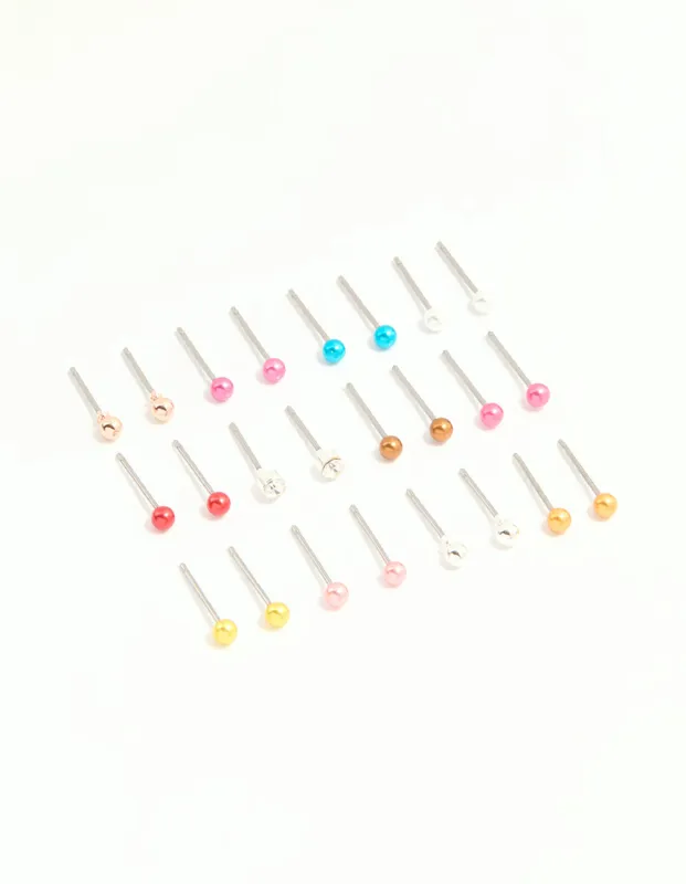 Silver Multicoloured Micro Stud Earrings 12-Pack sold by lovisa