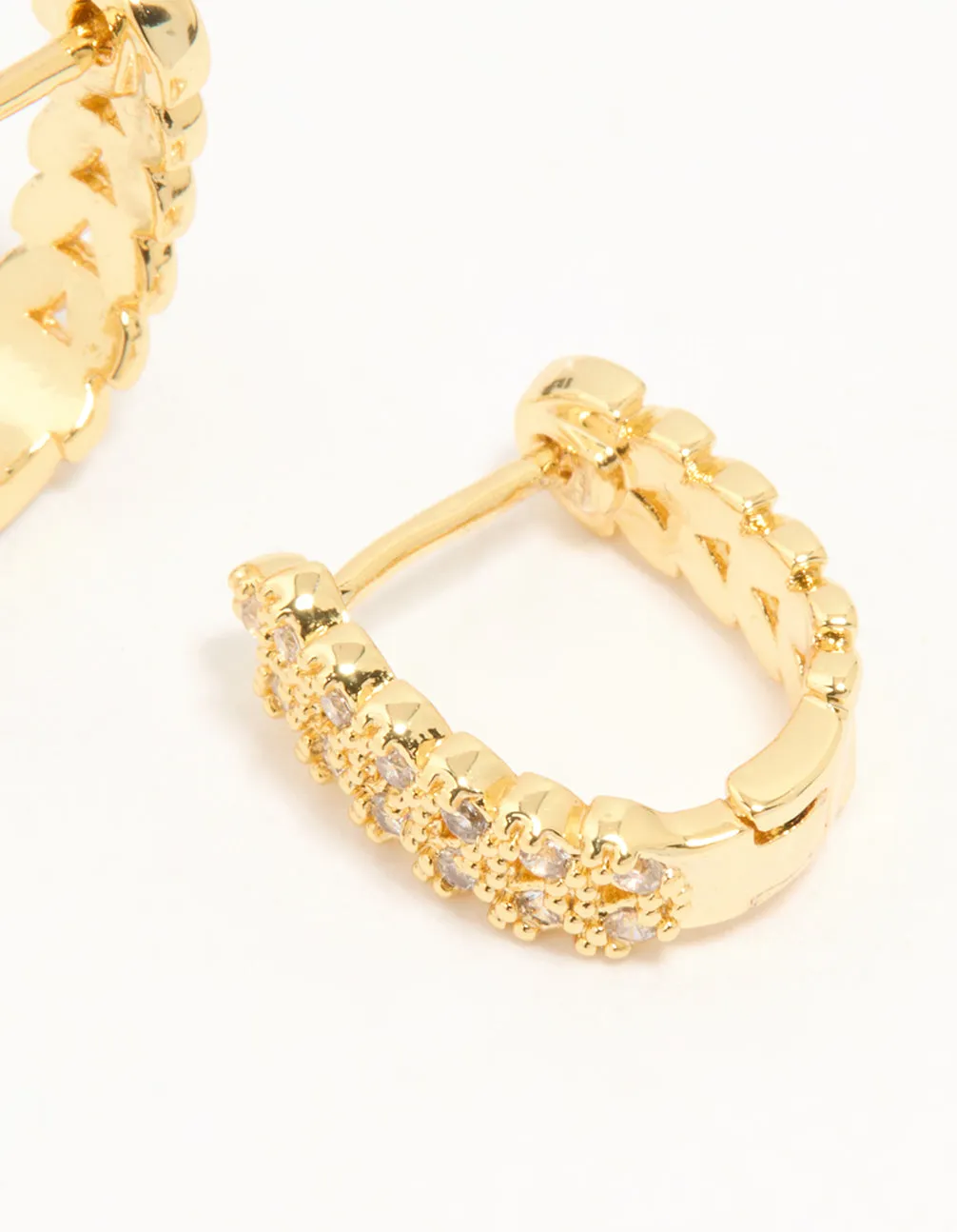 Gold Plated Cubic Zirconia Mini Vine Huggie Earrings sold by lovisa product image thumbnail 5