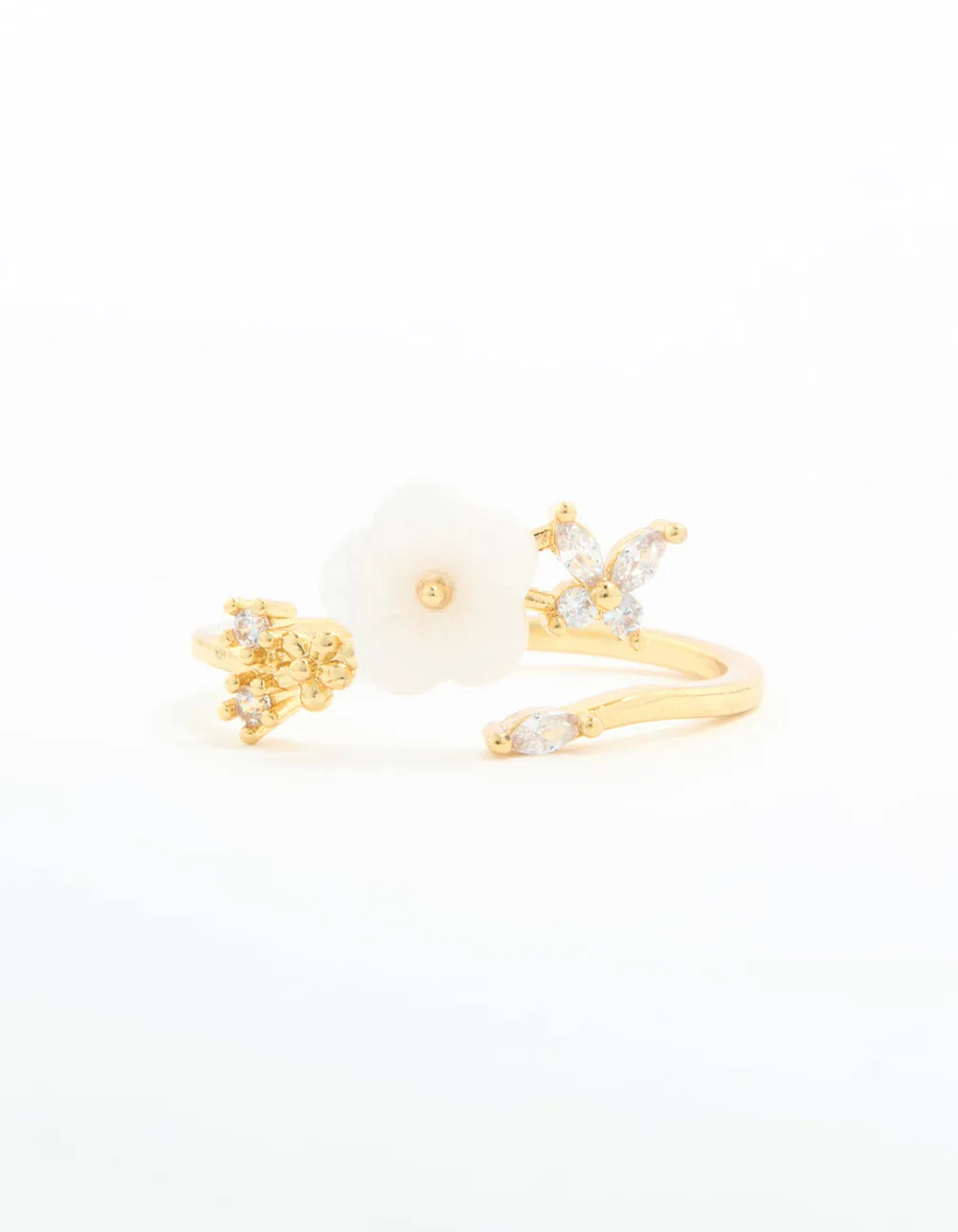 Gold Plated Cubic Zirconia Lovely Flower Wrap Around Ring sold by lovisa product image thumbnail 3