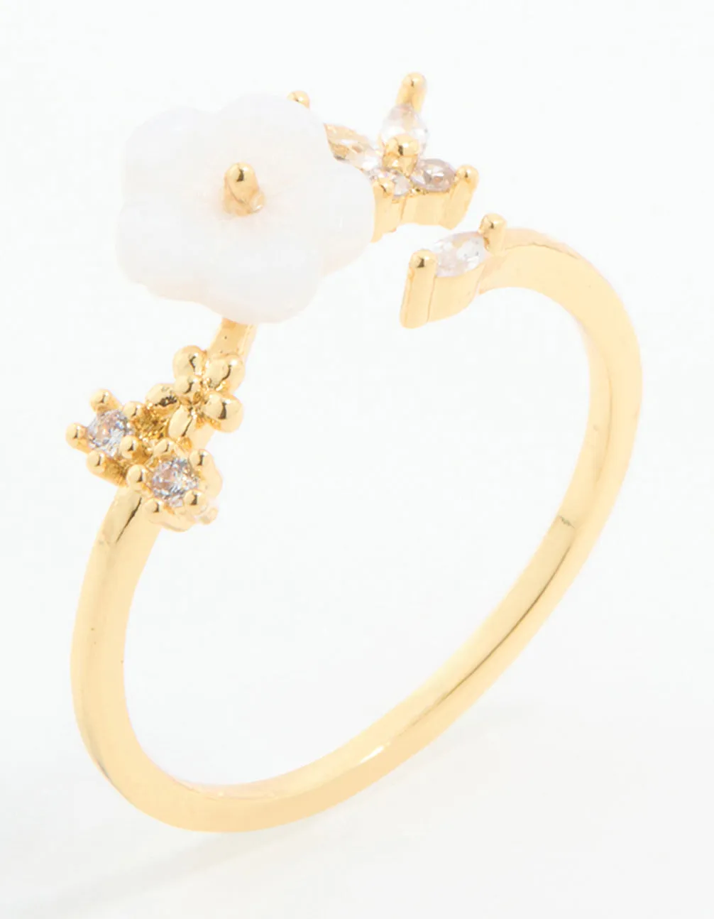 Gold Plated Cubic Zirconia Lovely Flower Wrap Around Ring sold by lovisa product image thumbnail 2