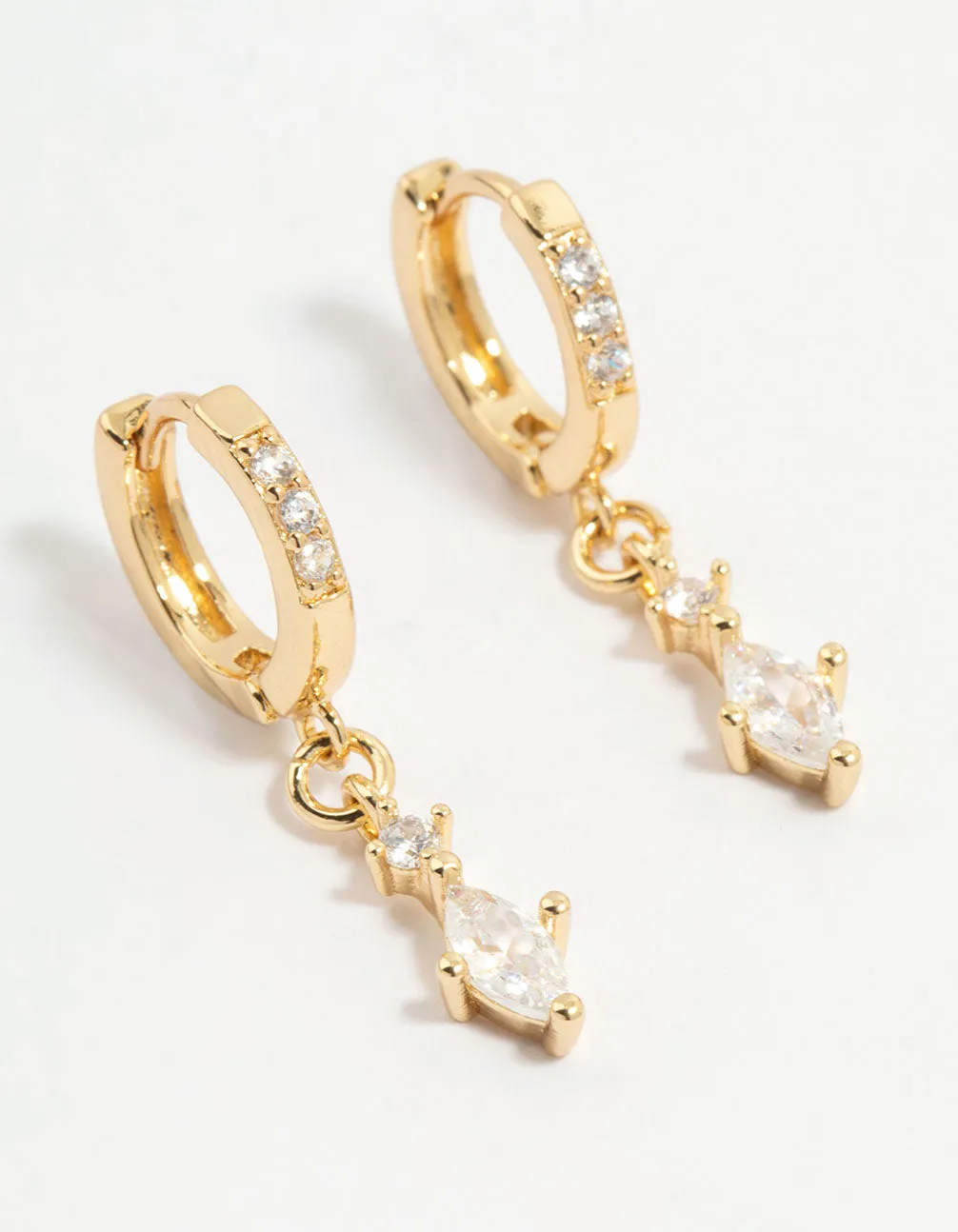 Gold Plated Diamante Marquise Huggie Earrings sold by lovisa
