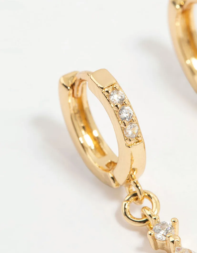 Gold Plated Diamante Marquise Huggie Earrings sold by lovisa product image thumbnail 4