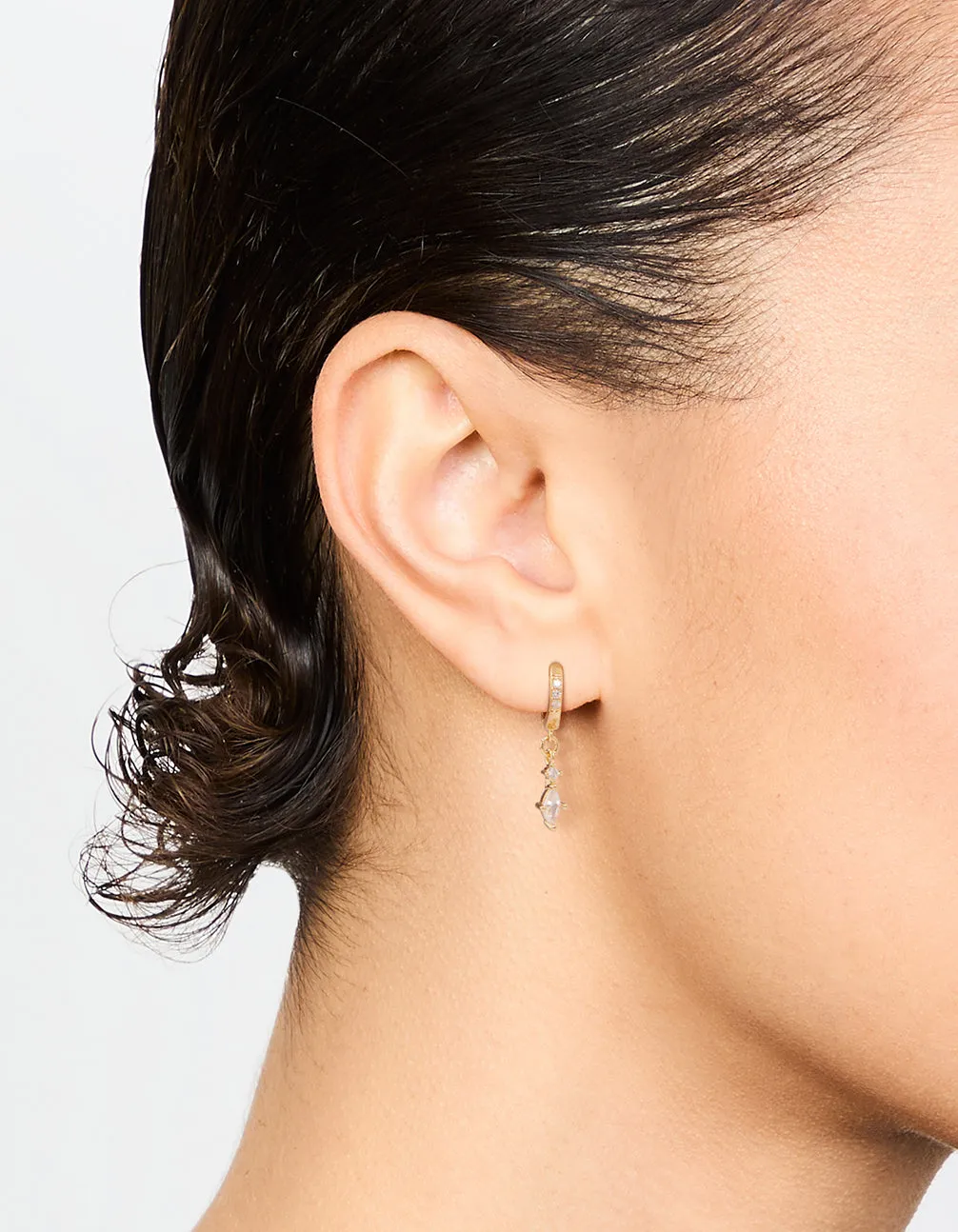 Gold Plated Diamante Marquise Huggie Earrings sold by lovisa product image thumbnail 2