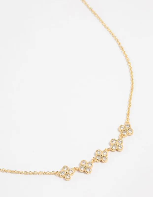 Gold Plated Cubic Zirconia Flower Necklace sold by lovisa