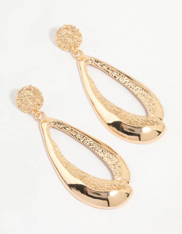 Gold Molten Organic Drop Earrings sold by lovisa