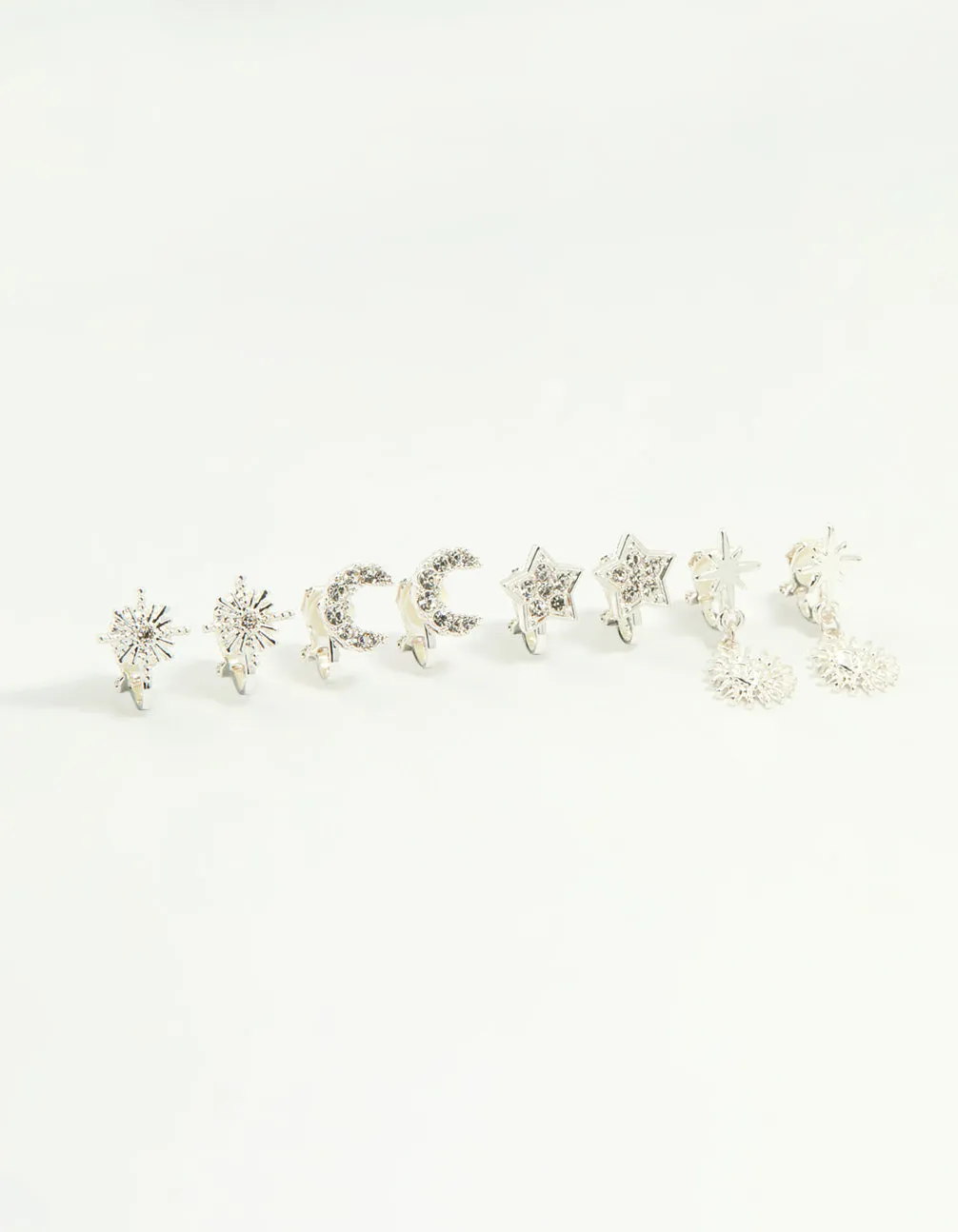 Silver Star & Moon Clip-On Earrings 4-Pack sold by lovisa