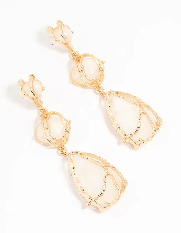 Acrylic Gold Wrapped Drop Earrings sold by lovisa
