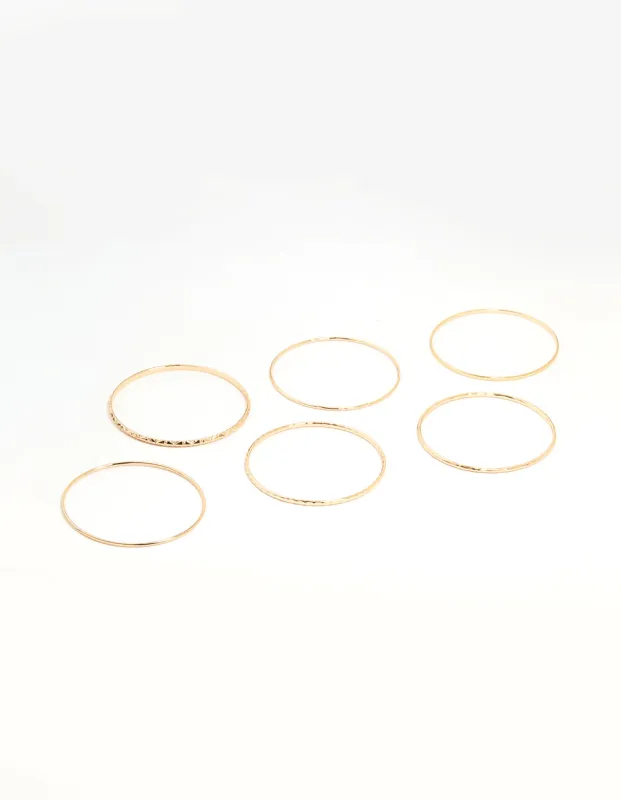 Gold Textured Thin Bangles 6-Pack sold by lovisa