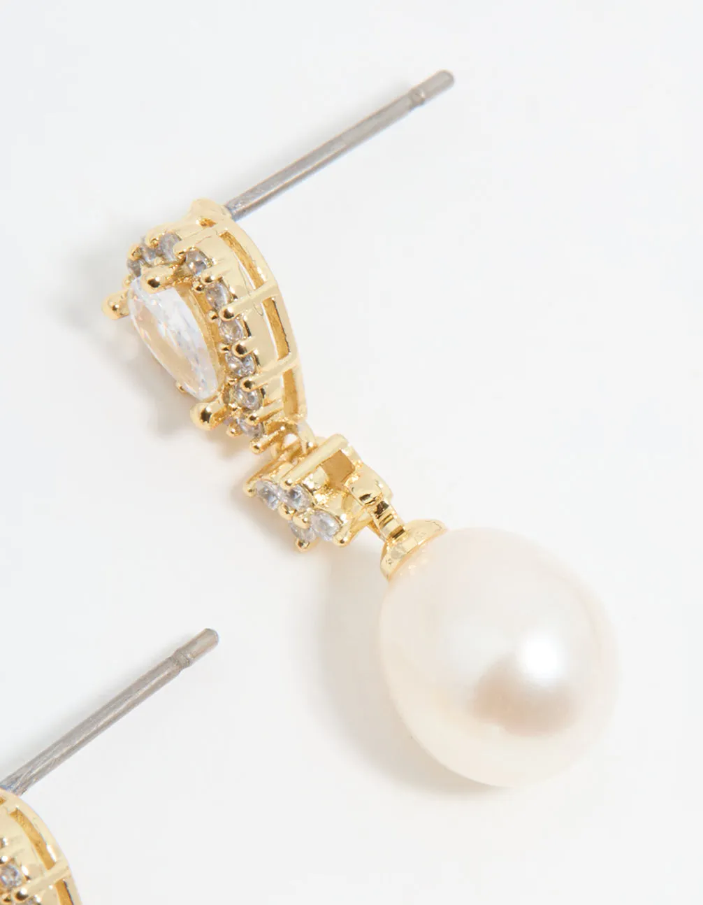 Gold Plated Pearl Pear Diamante Drop Earrings sold by lovisa product image thumbnail 5