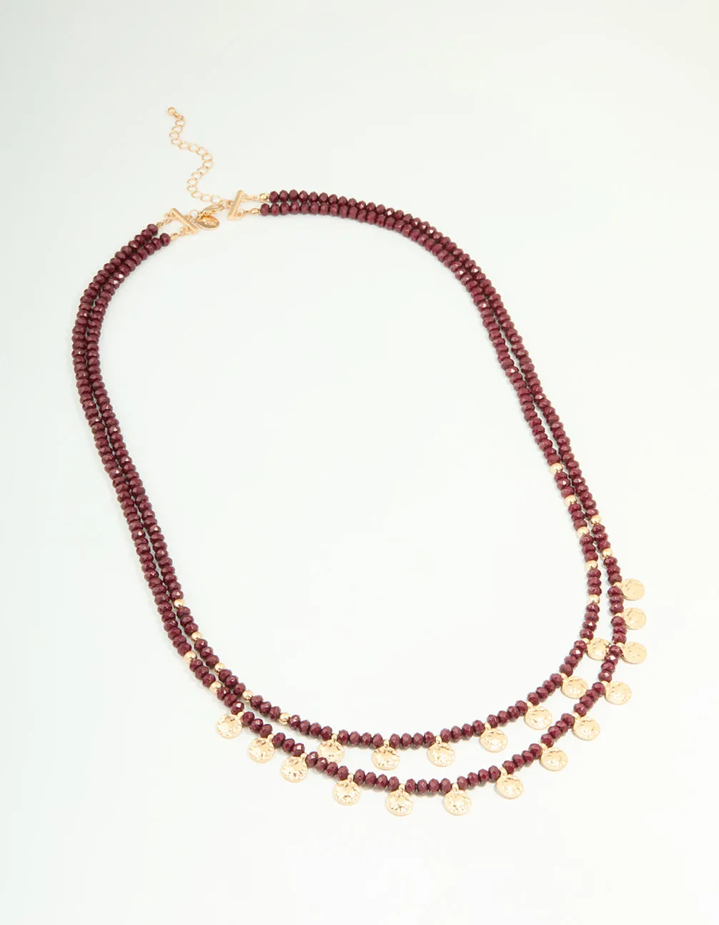 Gold Red Beaded Mini Coin Layered Necklace sold by lovisa product image thumbnail 2