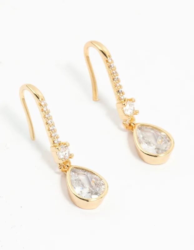 Gold Plated Diamante Pavé Hook Earrings sold by lovisa