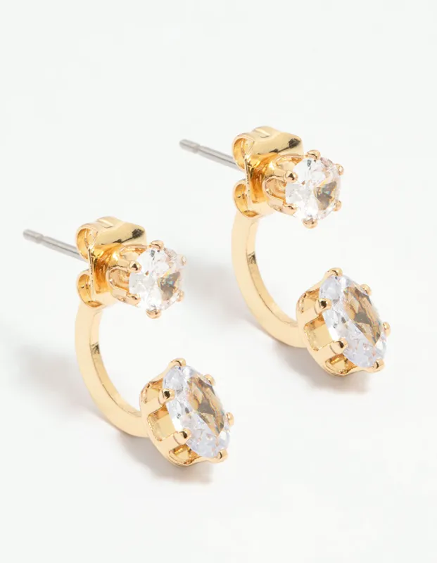 Gold Plated Cubic Zirconia Jacket Earrings sold by lovisa