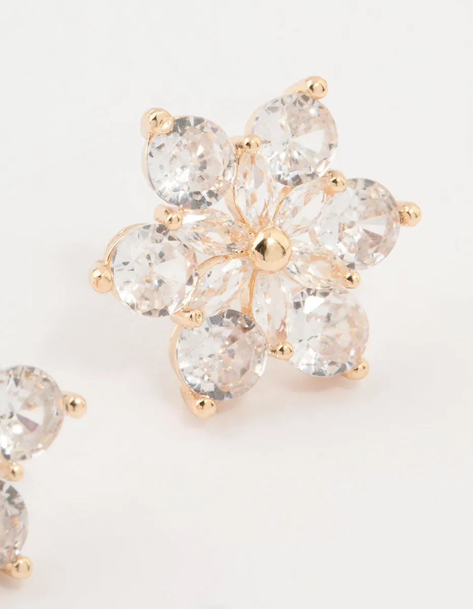 Gold Plated Cubic Zirconia Flower Stud Earrings sold by lovisa product image thumbnail 5