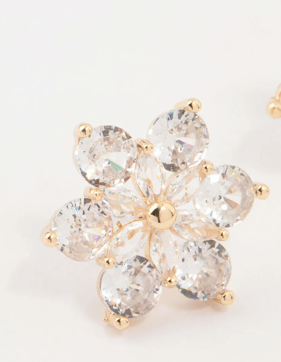Gold Plated Cubic Zirconia Flower Stud Earrings sold by lovisa product image thumbnail 4