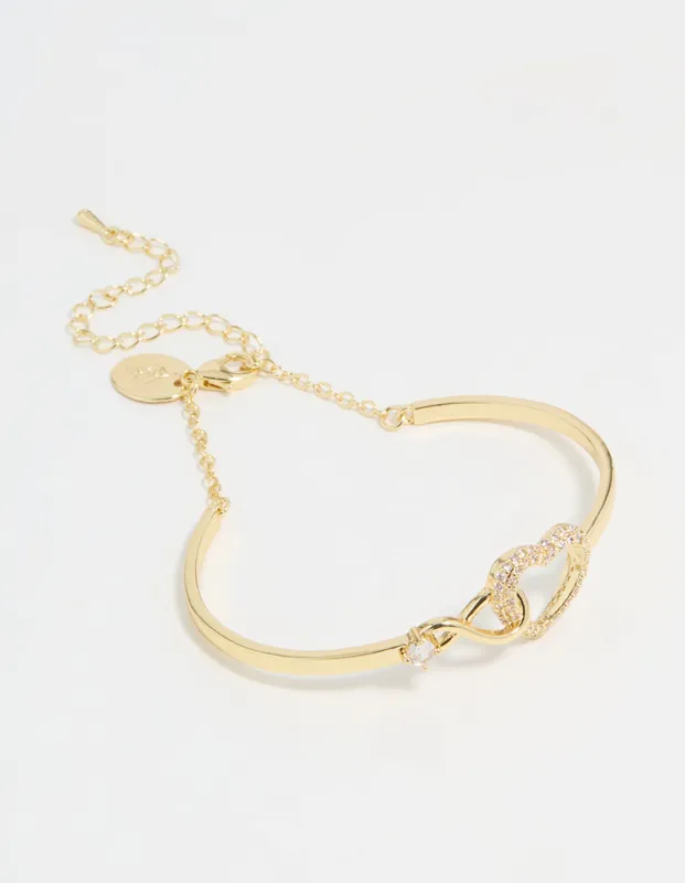 Gold Plated Infinity Heart Wrist Cuff sold by lovisa