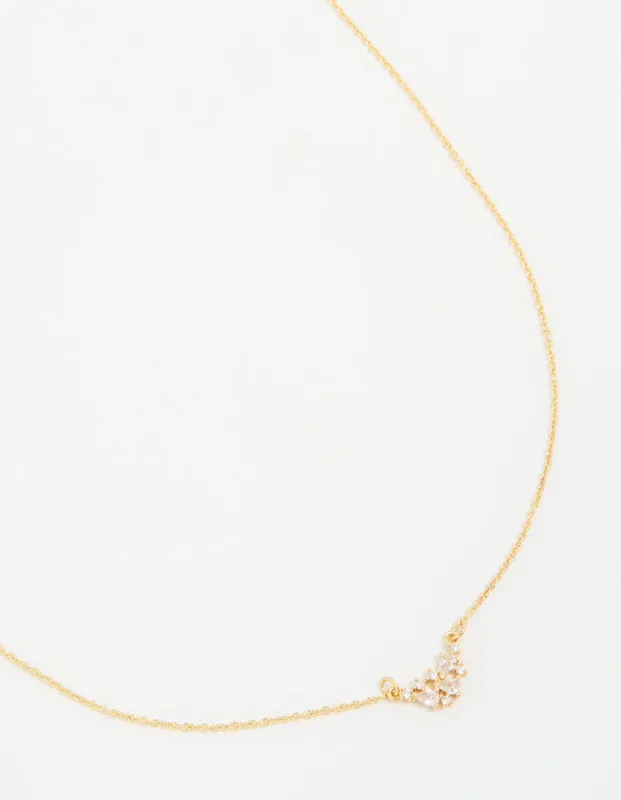 Gold Plated Cubic Zirconia Mini Pear Cluster Necklace sold by lovisa