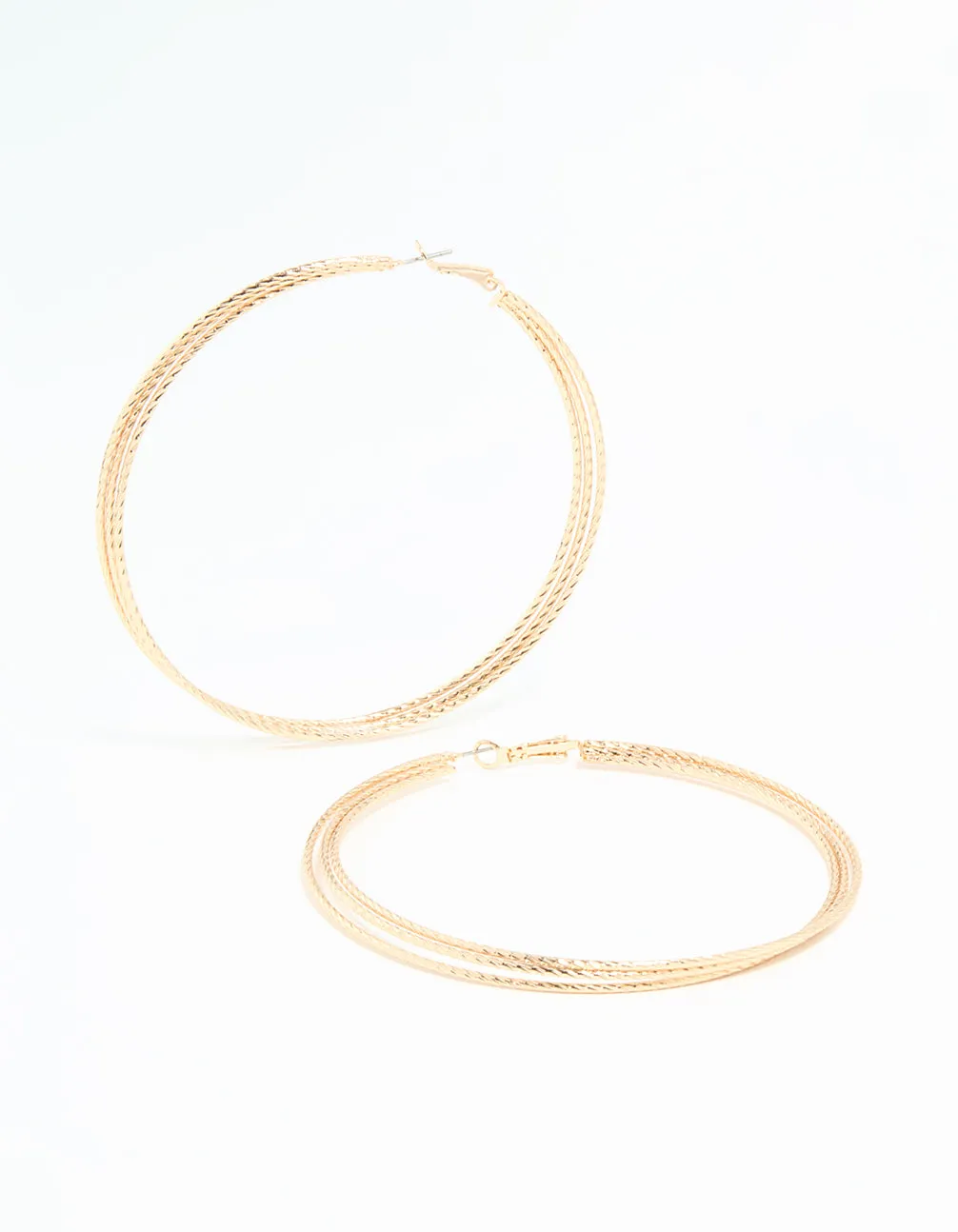 Gold Textured Large Hoop Earrings sold by lovisa