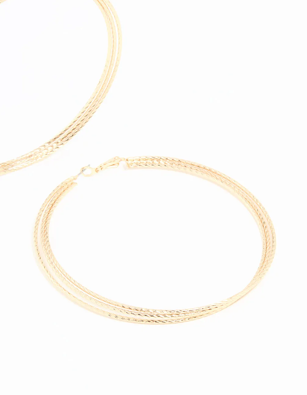 Gold Textured Large Hoop Earrings sold by lovisa product image thumbnail 3