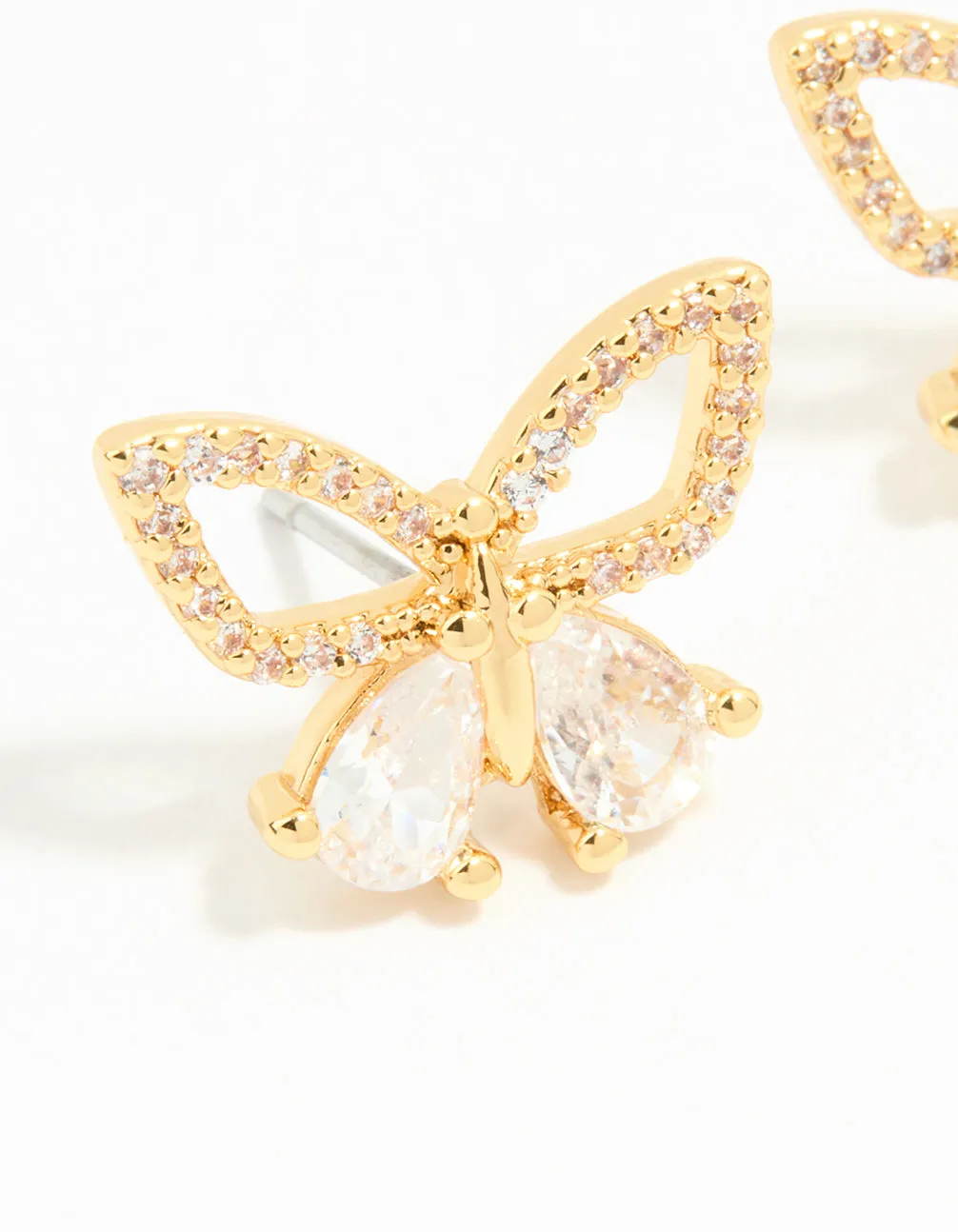 Gold Plated Cubic Zirconia Butterfly Stud Earrings sold by lovisa product image thumbnail 2