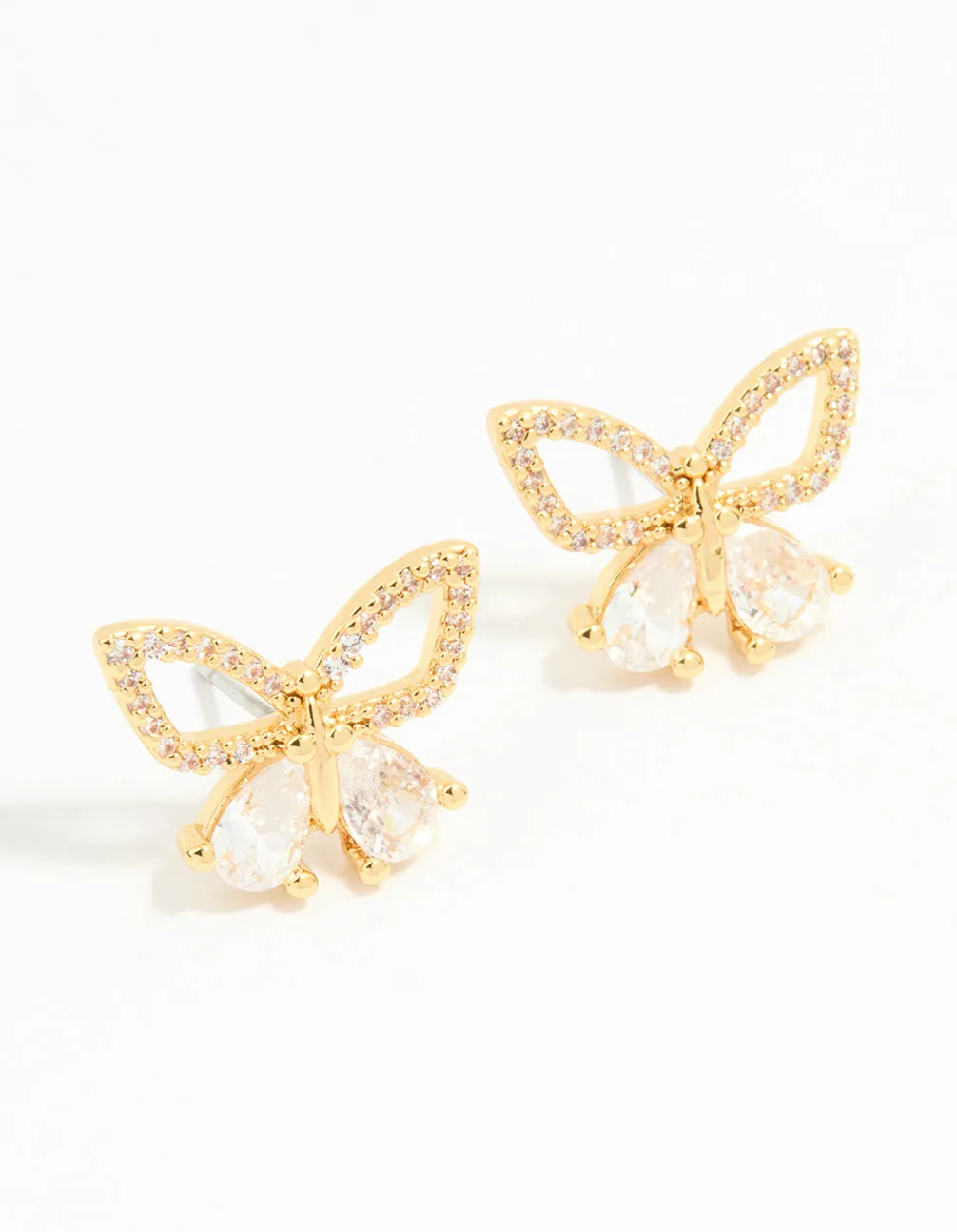 Gold Plated Cubic Zirconia Butterfly Stud Earrings sold by lovisa