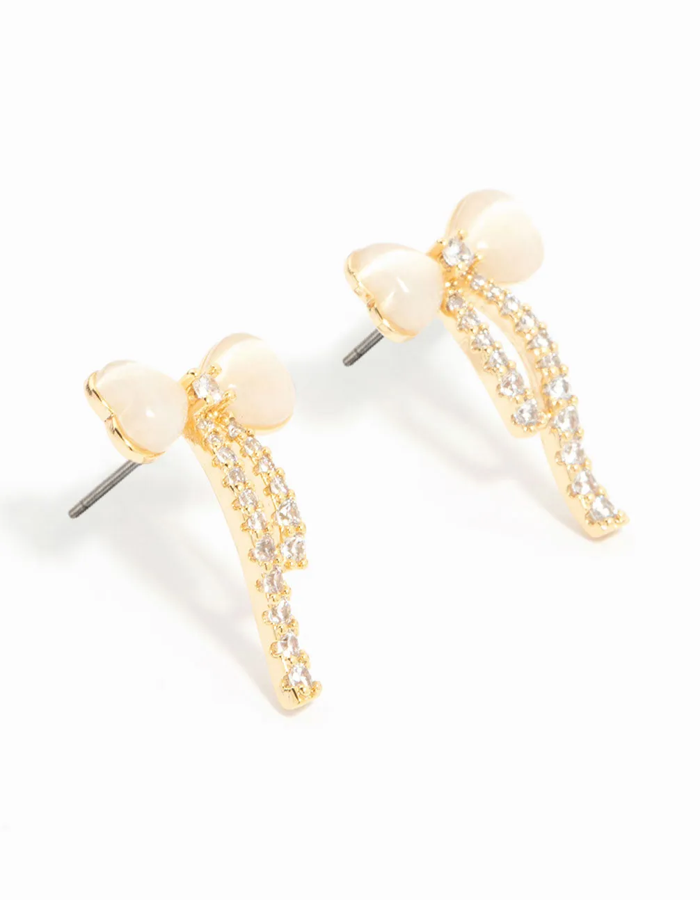 Gold Plated Diamante Bow Stud Earrings sold by lovisa