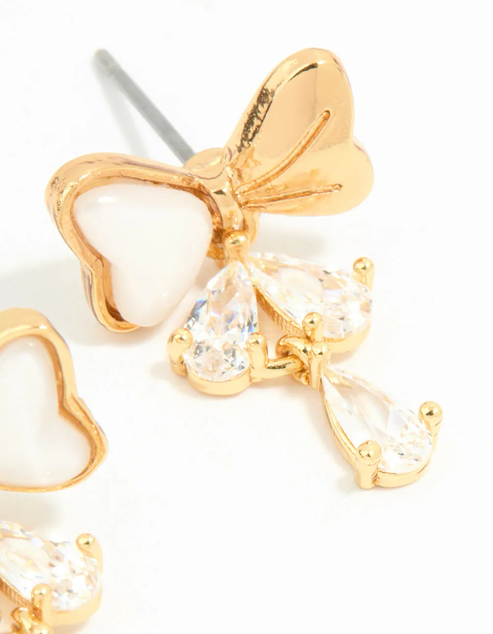 Gold Plated Cubic Zirconia Bow Teardrop Drop Earrings sold by lovisa product image thumbnail 3