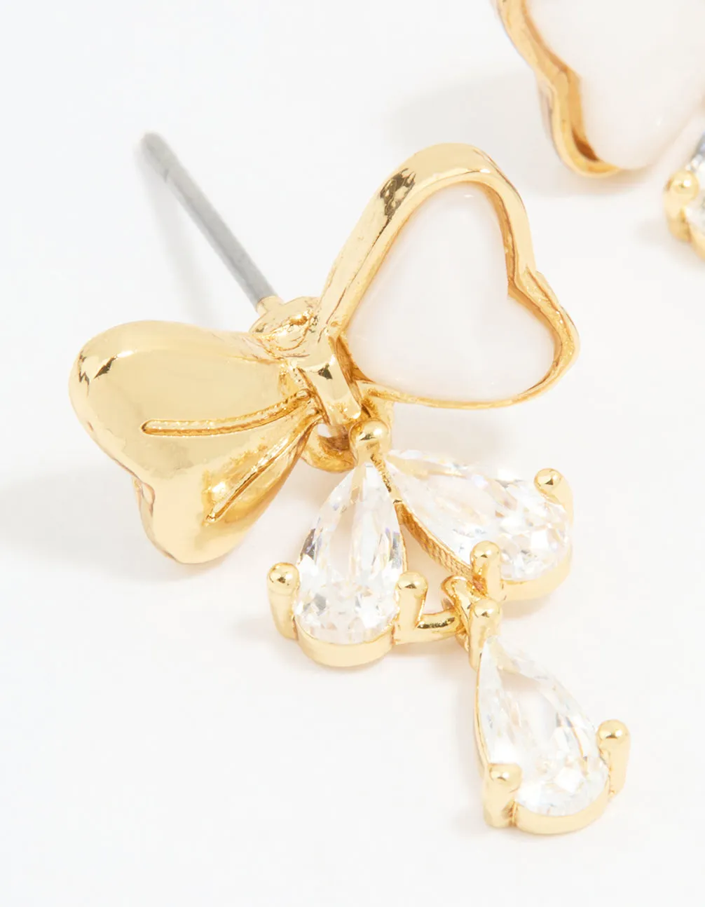 Gold Plated Cubic Zirconia Bow Teardrop Drop Earrings sold by lovisa product image thumbnail 2