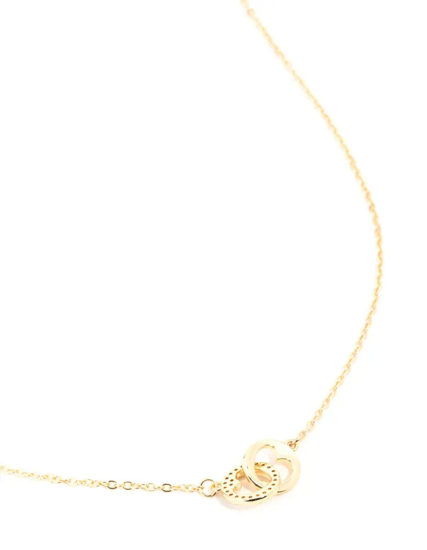 Gold Plated Brass Cubic Zirconia Double Heart Link Pendant Necklace sold by lovisa
