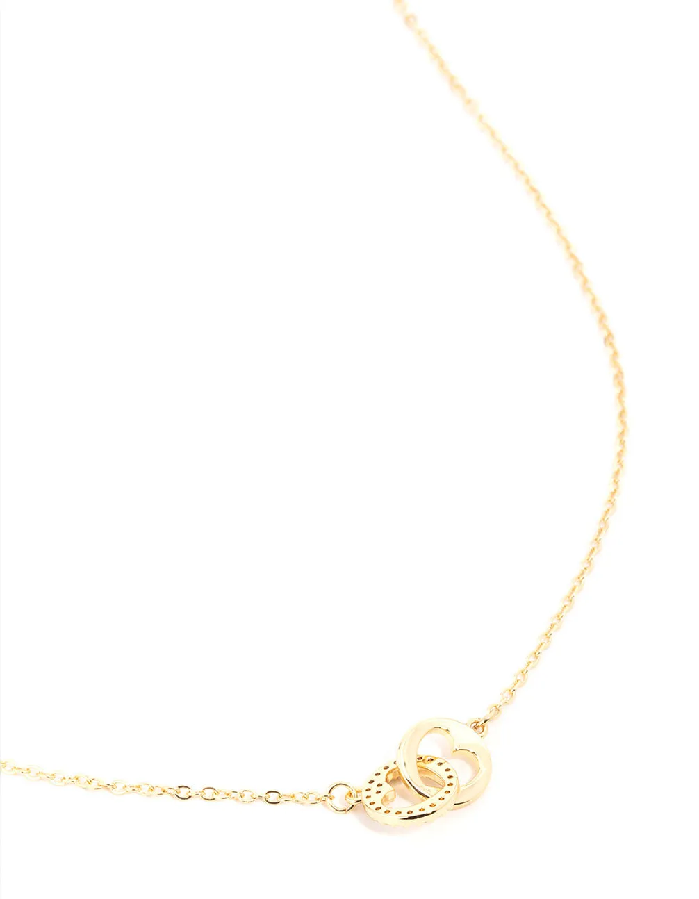 Gold Plated Brass Cubic Zirconia Double Heart Link Pendant Necklace sold by lovisa