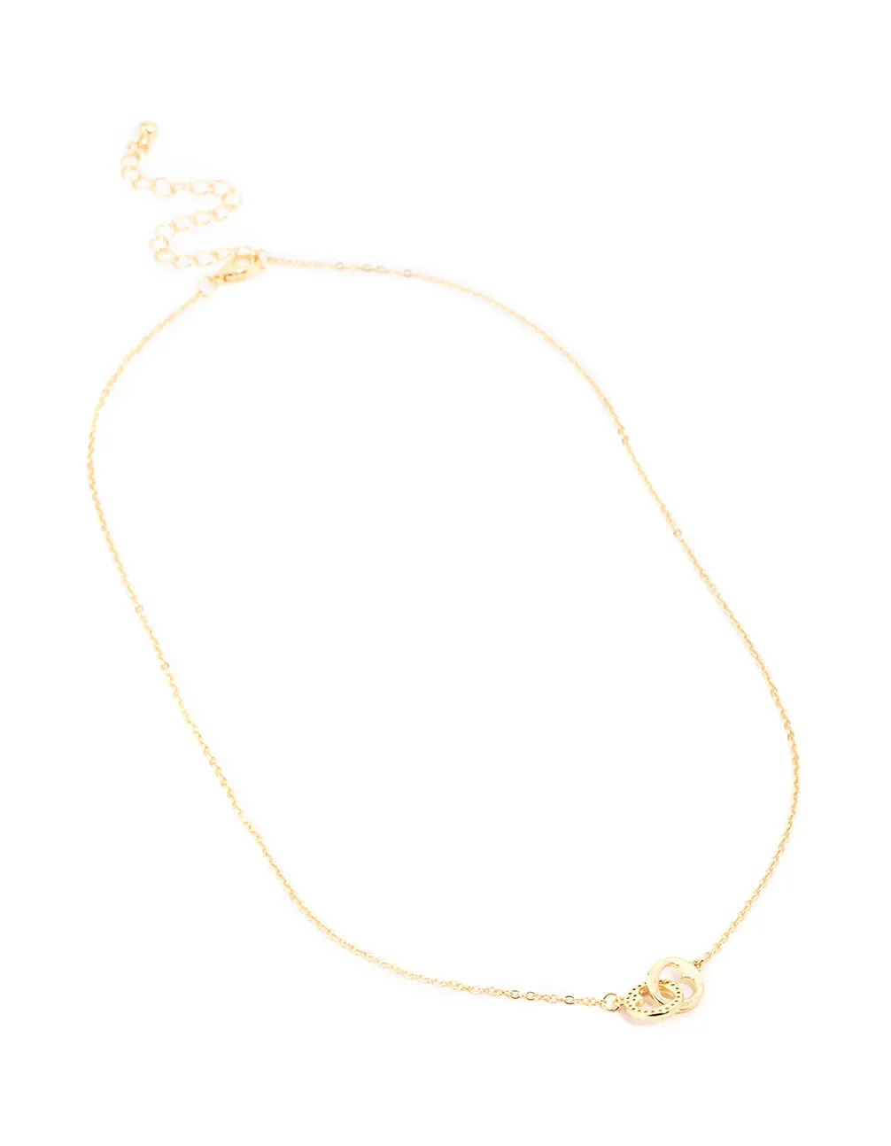 Gold Plated Brass Cubic Zirconia Double Heart Link Pendant Necklace sold by lovisa product image thumbnail 4