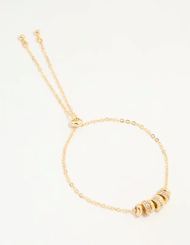 Gold Plated Cubic Zirconia Rondell Toggle Bracelet sold by lovisa