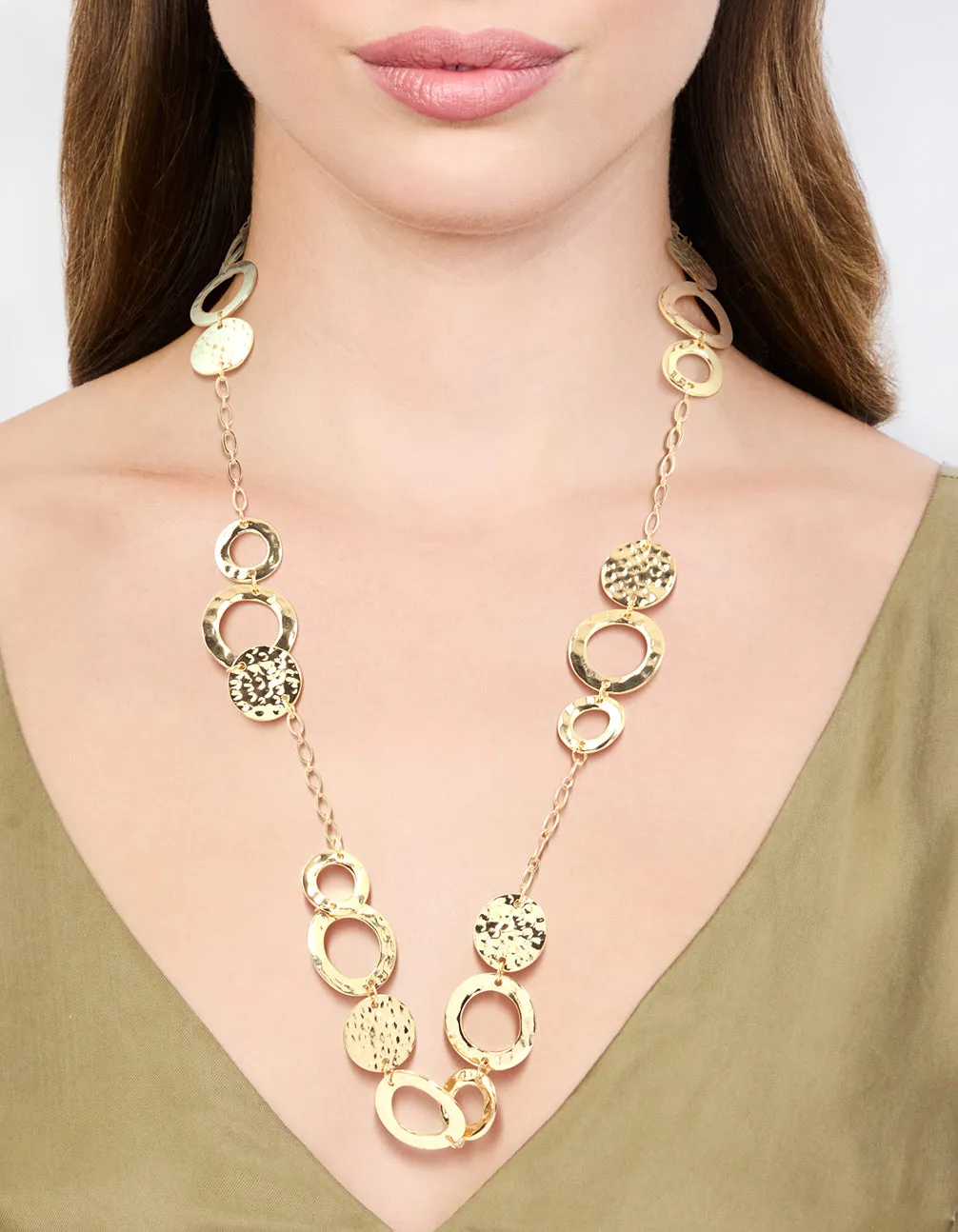 Gold Molten Disc Long Necklace sold by lovisa product image thumbnail 2
