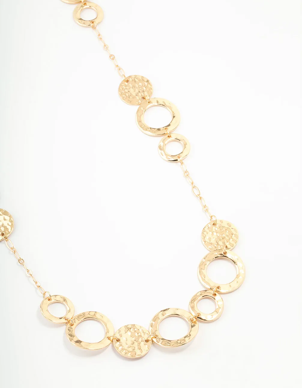 Gold Molten Disc Long Necklace sold by lovisa