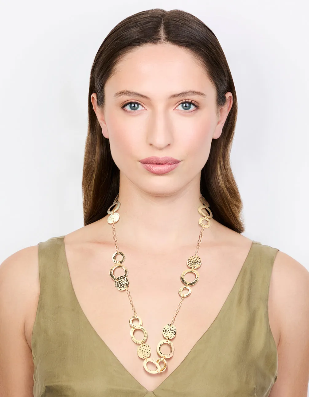 Gold Molten Disc Long Necklace sold by lovisa product image thumbnail 3